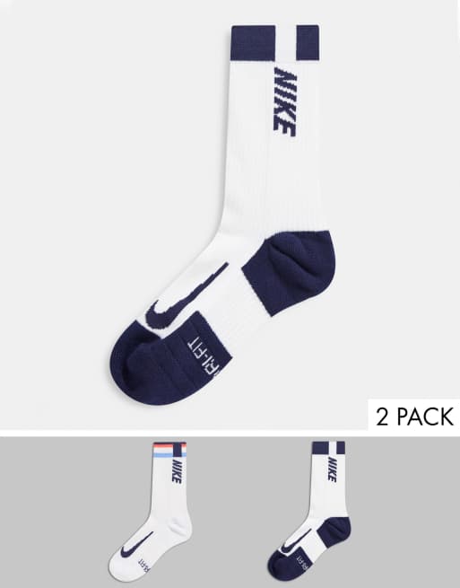 Nike Court Crew Tennis Logo 2 Pack Socks In White Asos
