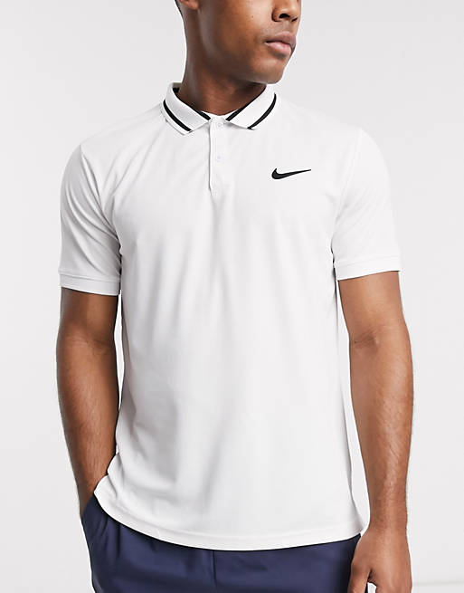 Inactief tweeling Te Nike Court dri-fit tipped tennis polo shirt in white | ASOS