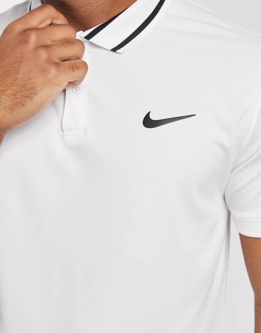 Nike Court dri-fit tipped tennis polo shirt in white