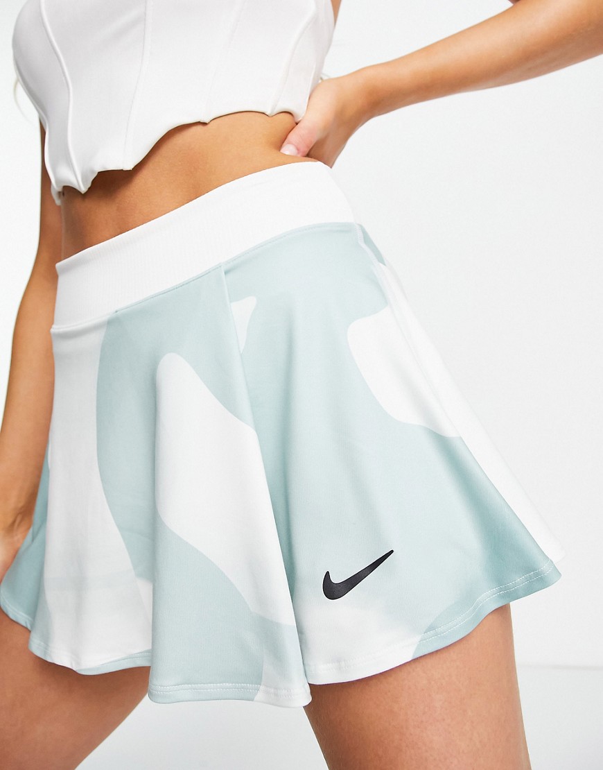 Nike Court Dri-FIT Victory Flouncy all over print tennis skirt in white