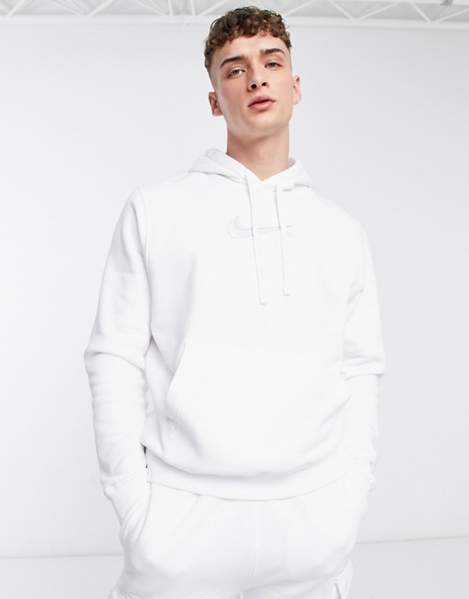 Nike court fleece sports inspired hoodie in white