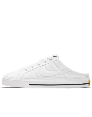 NIKE COURT LEGACY CANVAS MULES IN WHITE,DB3970-100