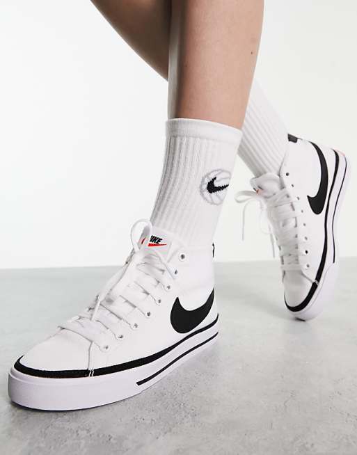 Nike Court Legacy CNVS Mid sneakers in white and black | ASOS Nike Court Legacy CNVS Mid sneakers in white and black | ASOS