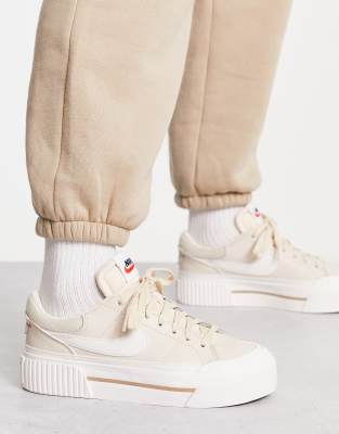 Nike Court Legacy Lift Sneakers In Beige And White