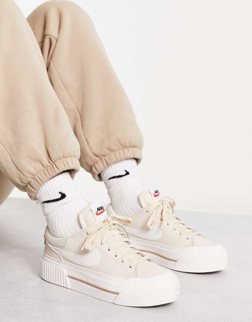 Nike Court Legacy Lift Sneakers In Beige And White mail napmexico com mx