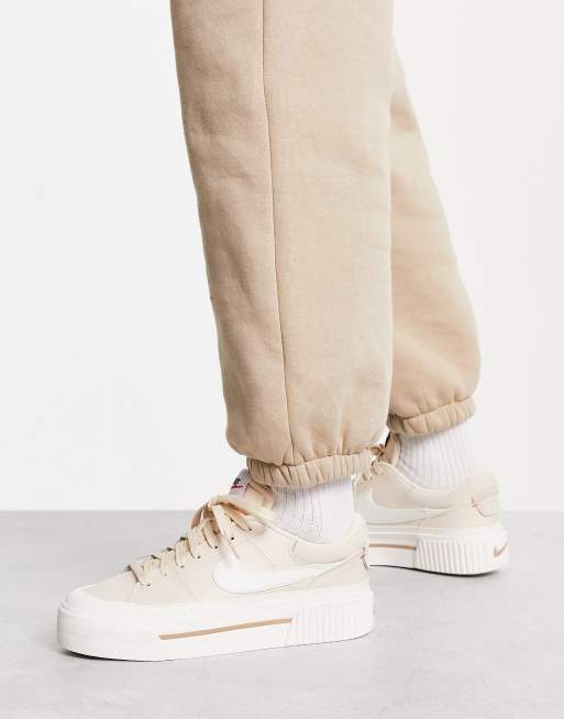 Nike Court Legacy Lift Sneakers In Beige And White ...