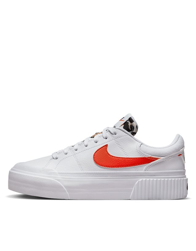 Nike Court Legacy Lift sneakers in white and team orange