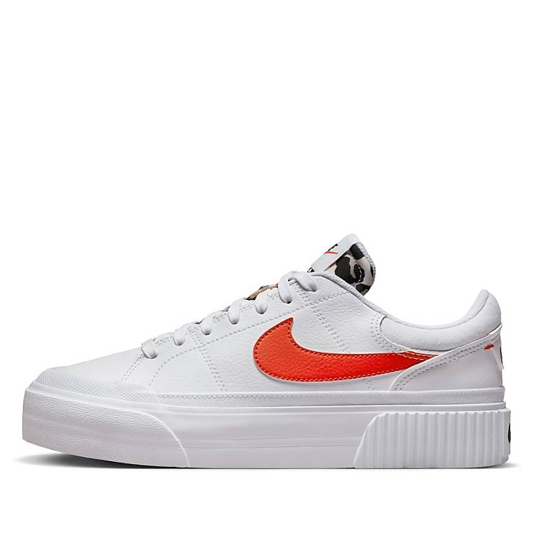 personalizado Soledad ama de casa Nike Court Legacy Lift sneakers in white and team orange | ASOS