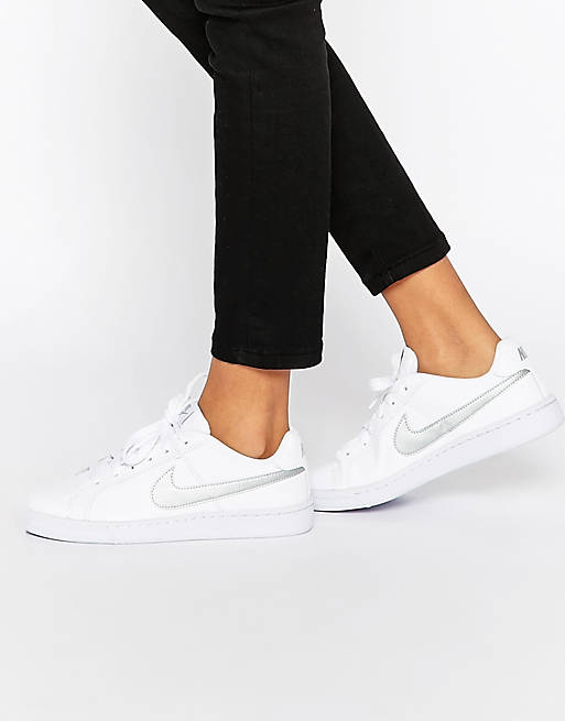 Nike Court Royale Trainers in White and Silver