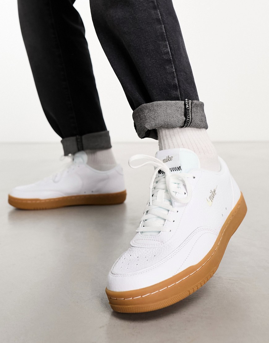 Shop Nike Court Sneakers In White And Gum Brown