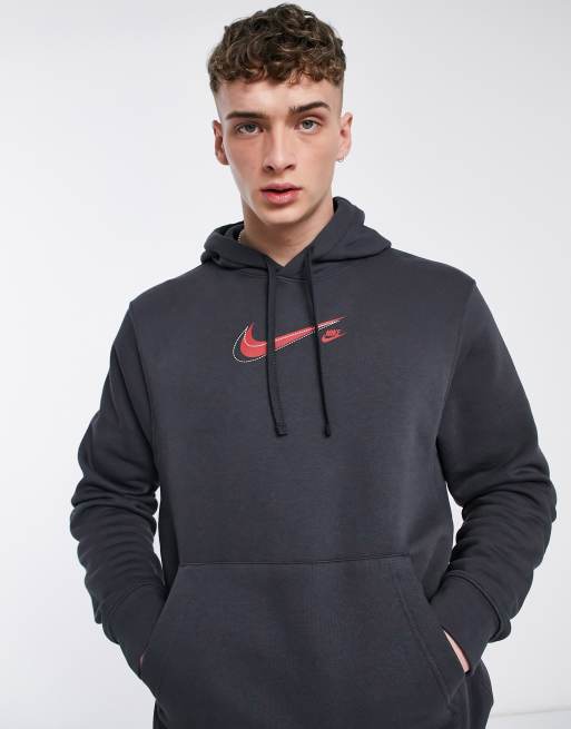 Nike – Court – Sportlicher Kapuzenpullover mit Fleece in Anthrazit