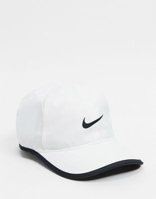 Nike Court Swoosh Logo Cap In White-black | ModeSens