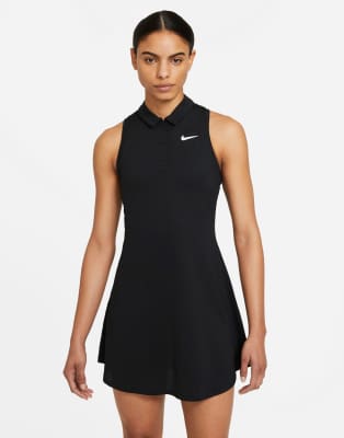 Nike Court Victory polo shirt sleeveless dress in black