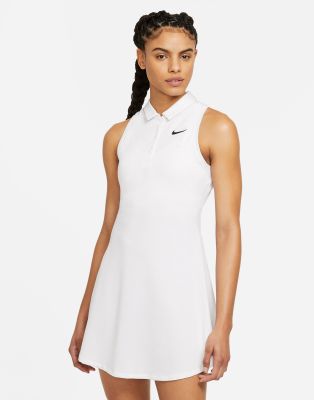 Nike Court Victory polo shirt sleeveless dress in white