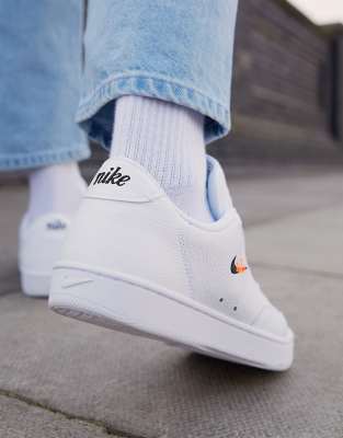 white & orange court vintage premium trainers