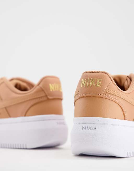 Nike Court Vision Alta Leather platform sneakers in light cognac