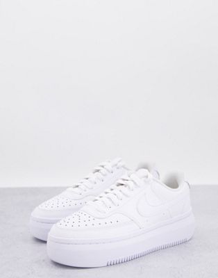 Nike Court Vision Alta Leather platform sneakers in triple white