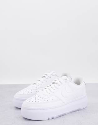 Nike Court Vision Alta Leather Platform Sneakers In Triple White ModeSens