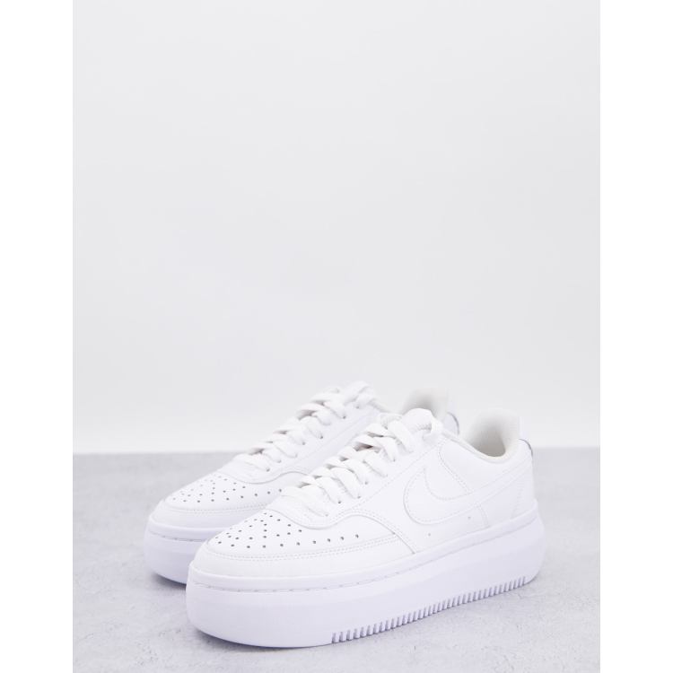 Christchurch gallon vocaal Nike Court Vision Alta Leather platform sneakers in triple white | ASOS