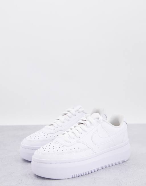 Nike Court Vision Alta Leather platform sneakers in triple white ASOS