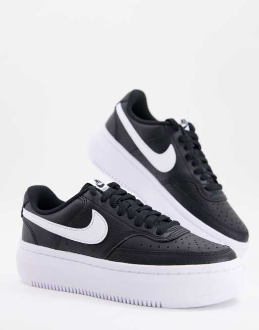 Nike Court Vision Alta platform leather sneakers in black ASOS