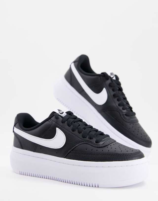 Nike Court Vision Alta platform leather sneakers in black