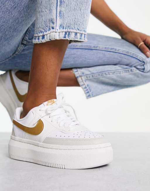 Nike Court Vision Alta sneakers white and light bone | ASOS