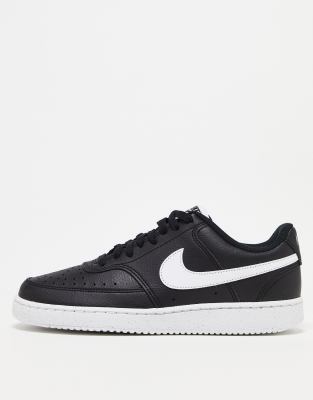 Nike Court Vision Low Sneakers In Black And White In Black