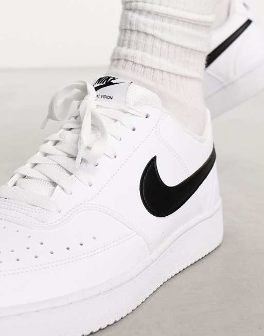 Nike Court Vision Low Next sneakers in triple white and black