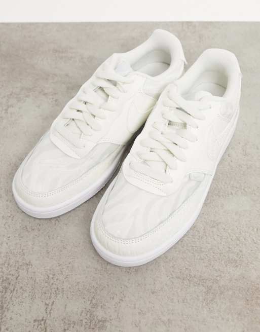 Nike Court Vision Low Premium trainers in sail white & aura | ASOS