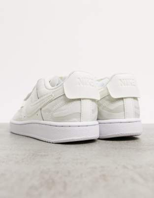 nike court vision low premium trainers in sail white & aura