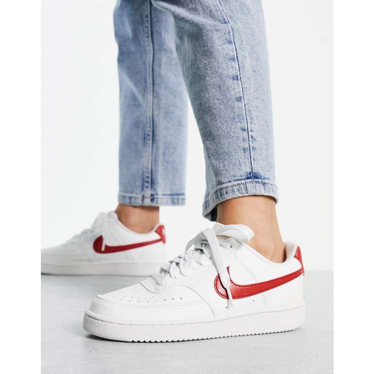 Nike Court Vision Low sneakers in and red | ASOS