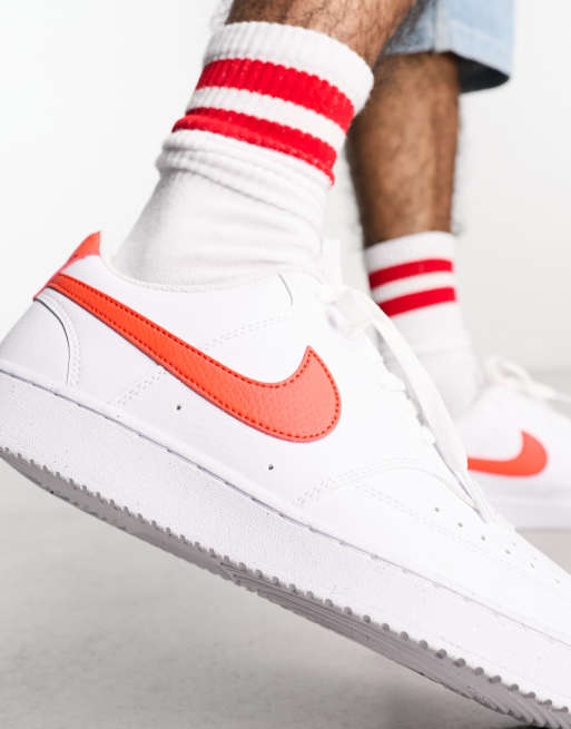 Nike Court Vision Low sneakers in white and red | ASOS display picture 3