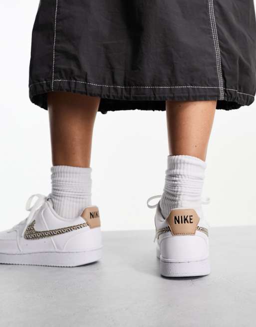 Nike Court Vision Low sneakers in white & brown, 2 of 4