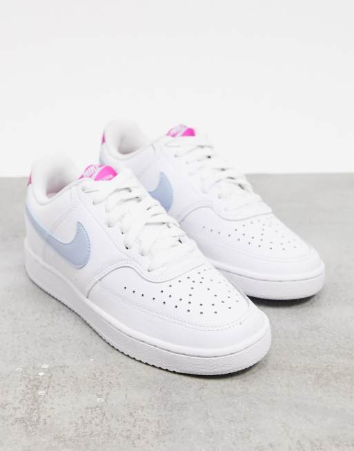 White pink cheap and blue nikes