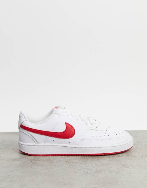 White nike trainers with red clearance tick