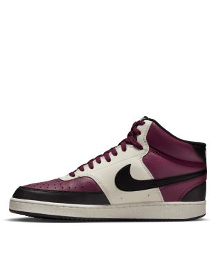 Shop Nike Court Vision Mid Next Sneakers In Burgundy-red