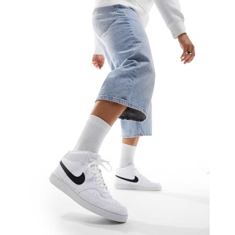 Nike Court Vision Mid Next sneakers in white and black ASOS