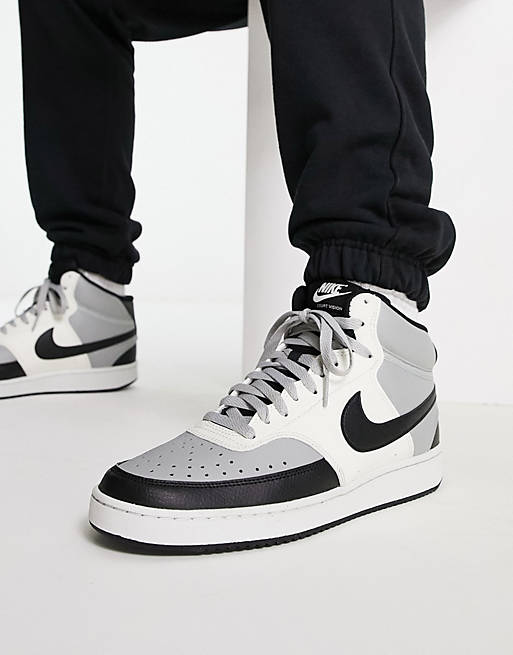 Nike Court Vision Mid sneakers in gray, black and white | ASOS