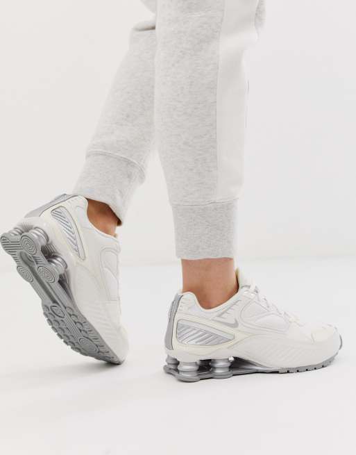 Nike Cream And Silver Shox 9000 Sneakers