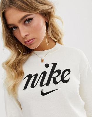 Nike Cream Cropped Sweatshirt | ASOS