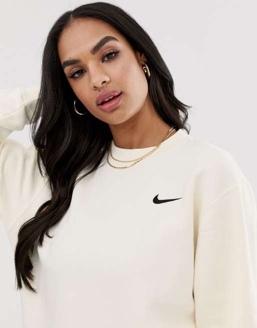 Schrijf op Haast je Raad eens Nike cream mini swoosh oversized sweatshirt | ASOS