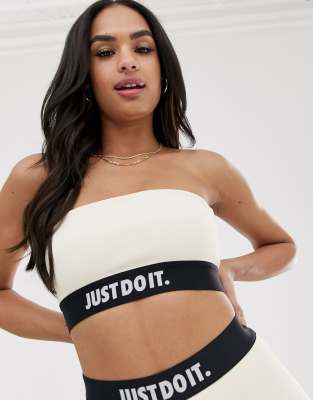 Nike cream ribbed just do it bandeau | ASOS