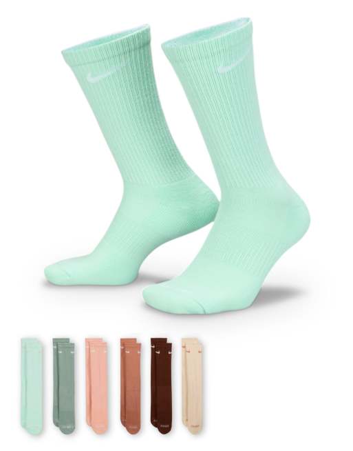 Nike Crew 6 pack socks in beige and blue, 4 of 4