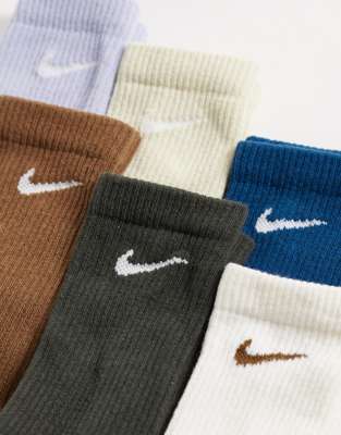 Nike Crew 6 Pack Socks In Multi
