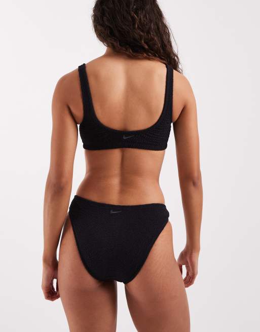 Nike crinkle hipster bikini bottom in black, 2 of 4