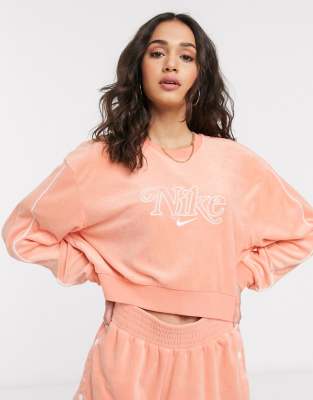 nike all over print swoosh crew sweatshirt femme
