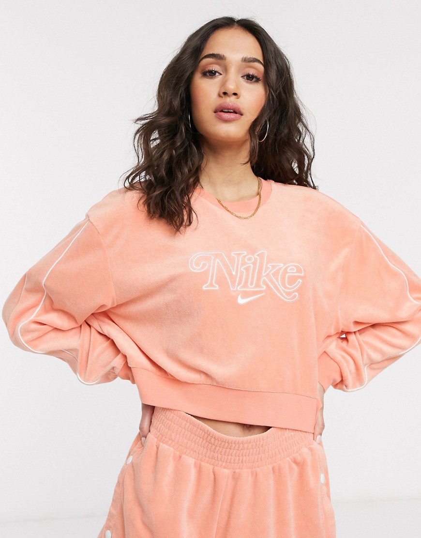 Nike - Crop sweatshirt van badstof in oranje