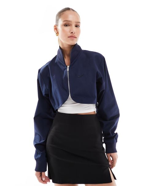 Nike cropped bomber jacket in black - view 1