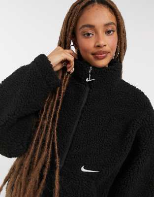 Nike cropped borg fleece in black | ASOS